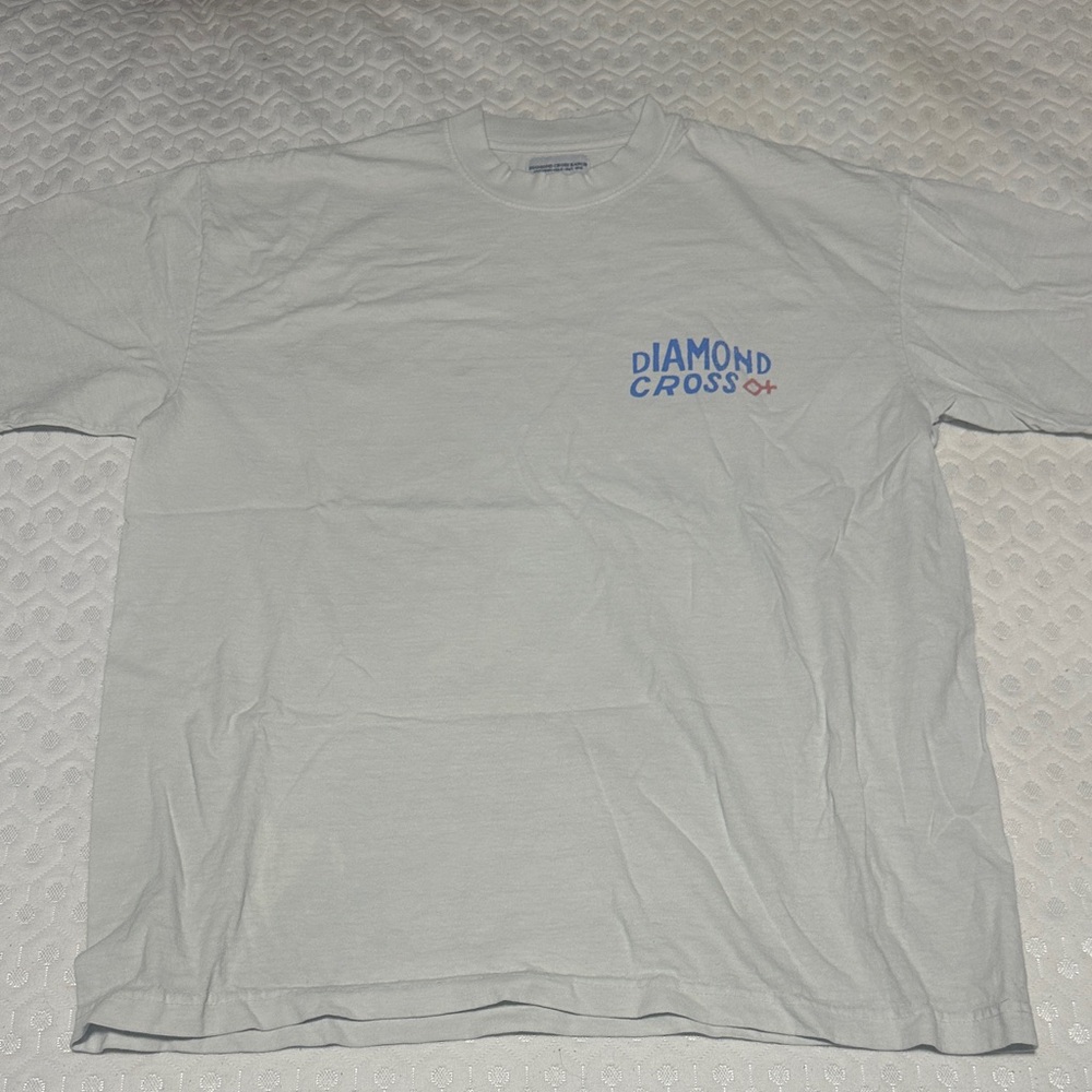 Diamond Supply Co. Light Gray Tee with Blue and Pink Logo